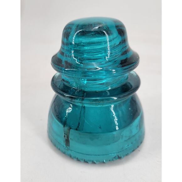 CD 154 Hemingray 42 Hemi Blue Antique Glass Telegraph Insulator FANG Striations - Picture 1 of 9